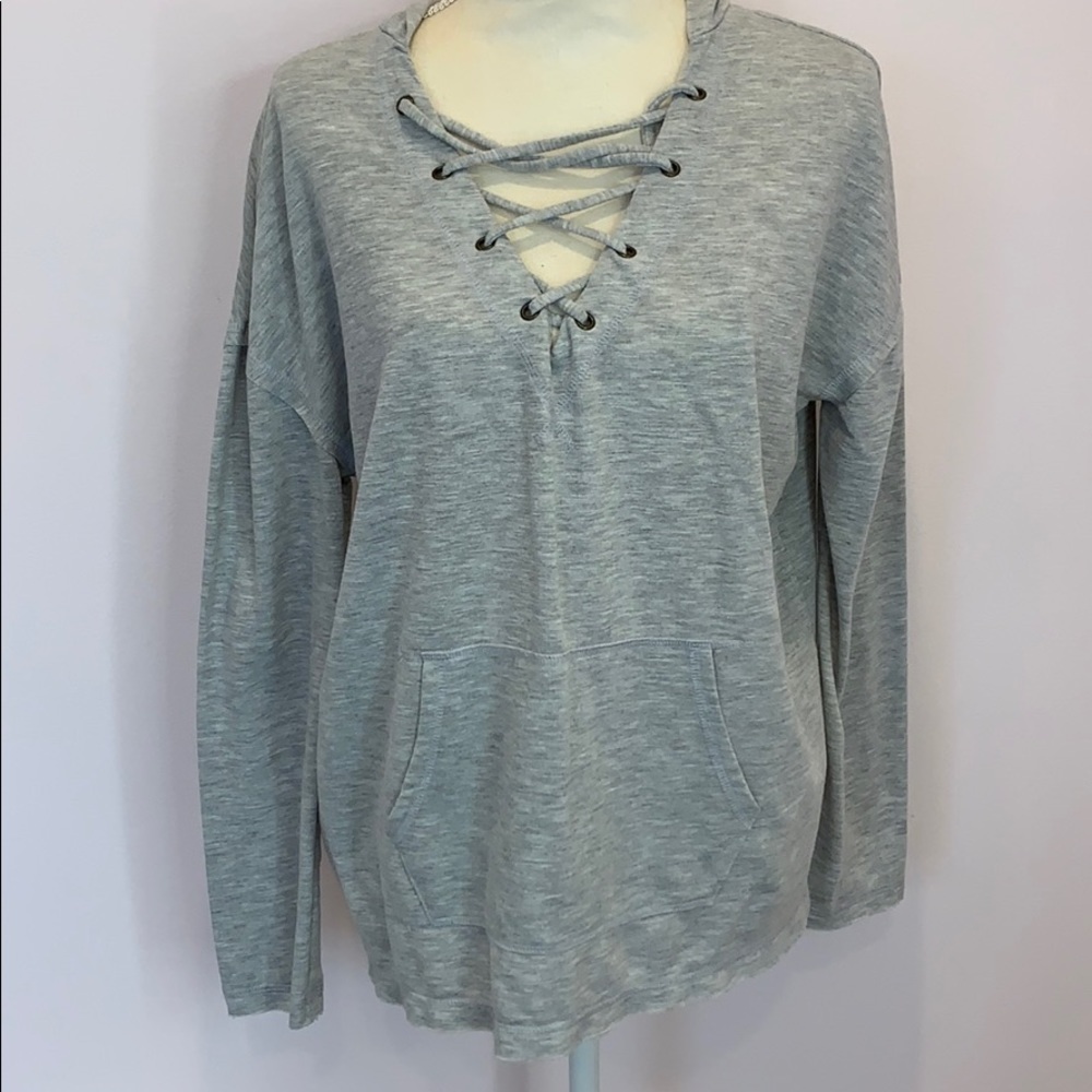Heather Grey Hooded Comfy Sweatshirt Size XL